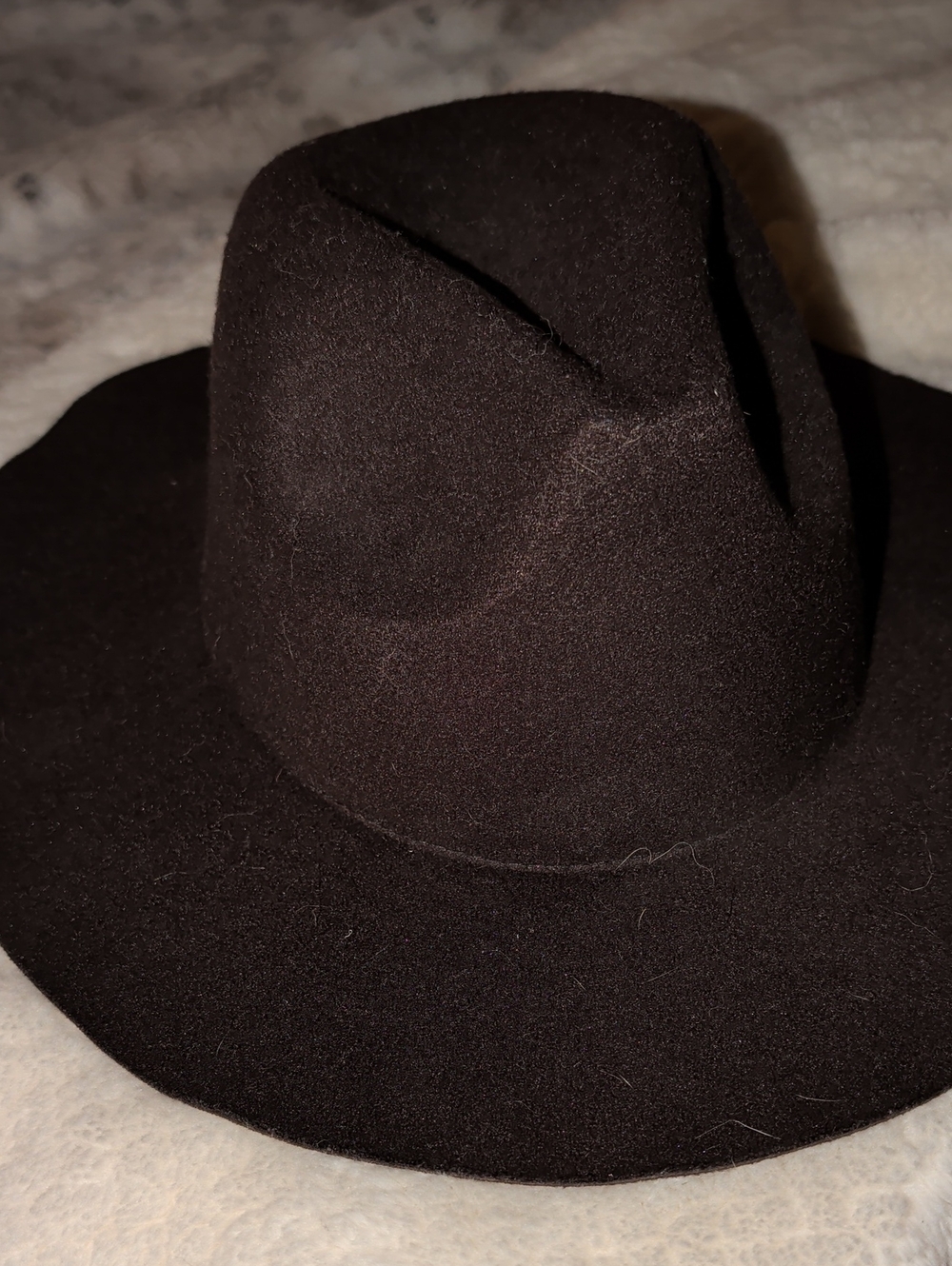 Women's Wide Brim Felt Fedora Hat - Dark Brown